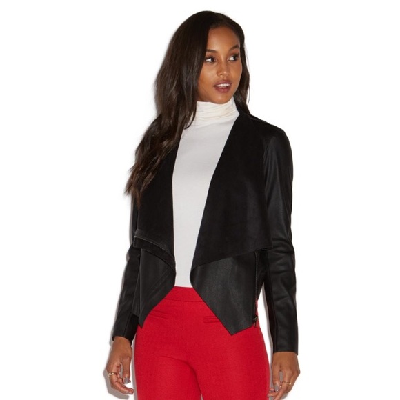 JustFab Jackets & Blazers - NWT Size Small JustFab Black Faux Leather Zip Up Drape Jacket